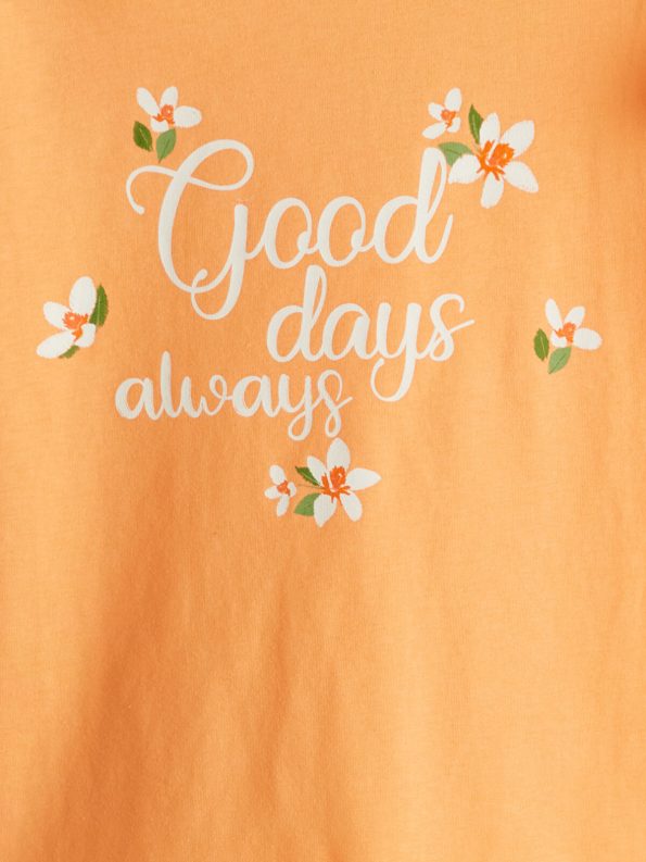 LCW Kids Orange Printed T-Shirt for Girls
