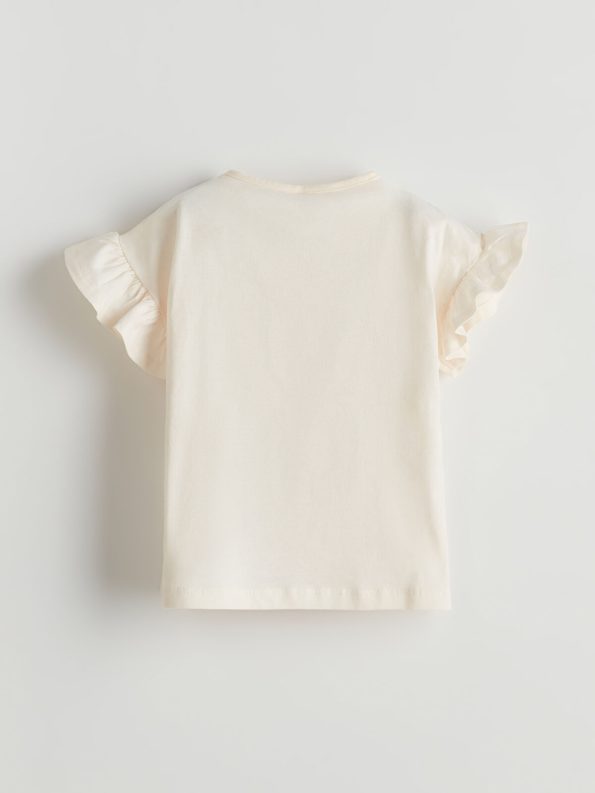 LCW Kids Cream Printed T-Shirt for Girls