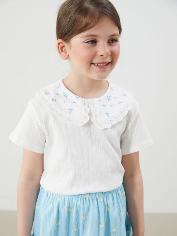 LCW Kids Cream Floral Blouse and Skirt Set