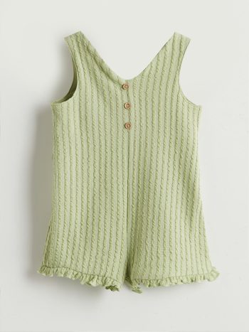 LCW Baby Green V-Neck Girls' Bodysuit