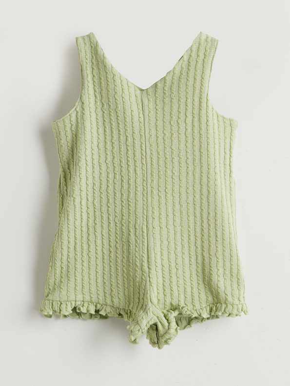 LCW Baby Green V-Neck Girls' Bodysuit