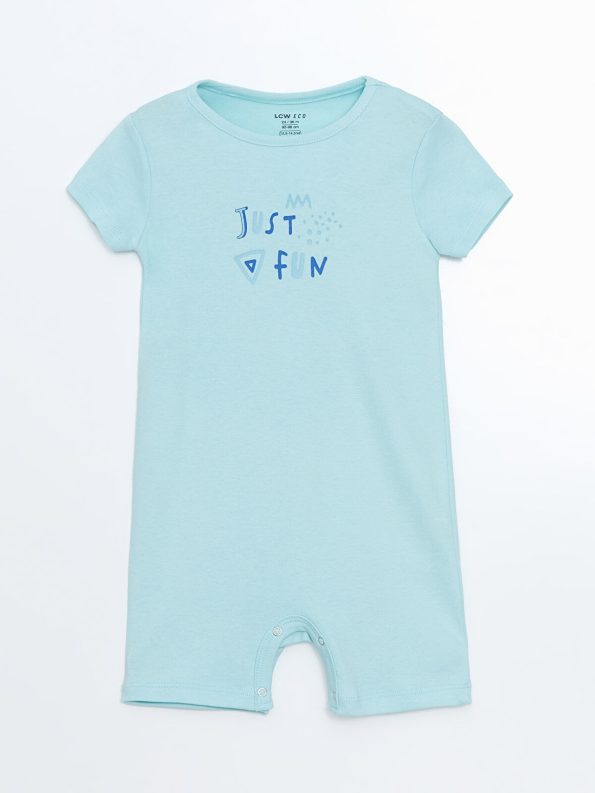 LCW ECO Turquoise Printed Short Sleeve Baby Romper