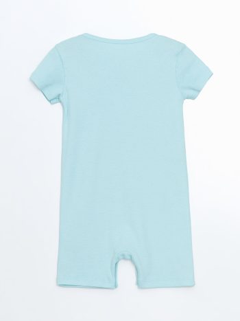 LCW ECO Turquoise Printed Short Sleeve Baby Romper