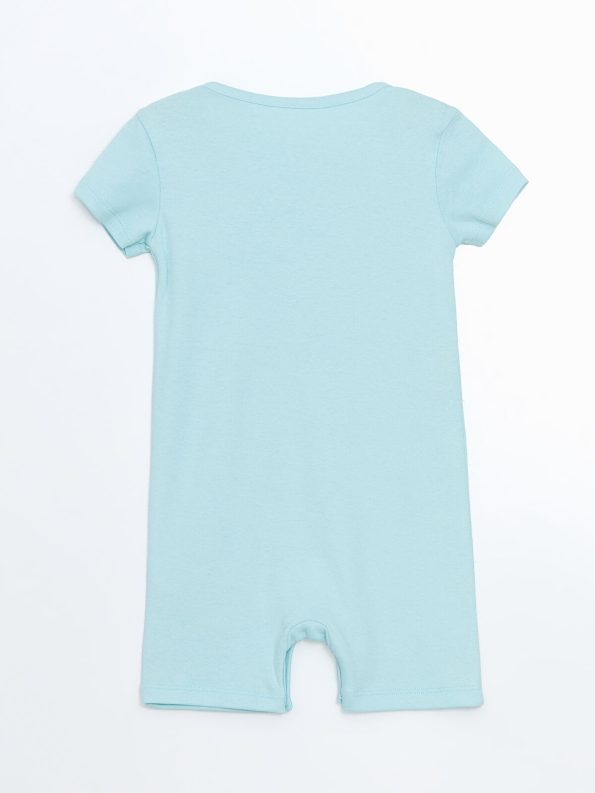 LCW ECO Turquoise Printed Short Sleeve Baby Romper