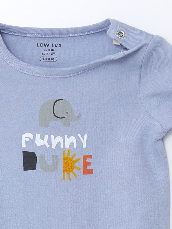 LCW ECO Lilac Short Sleeve Printed Baby Boy Romper