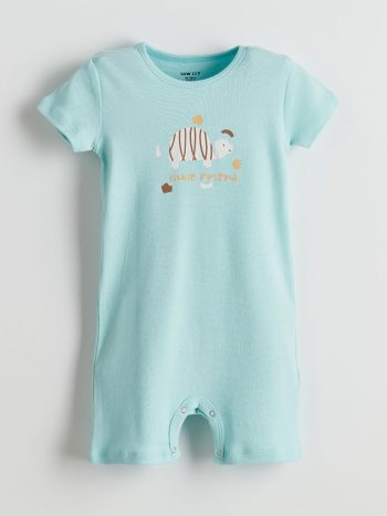 LCW ECO Turquoise Short Sleeve Cotton Baby Boys' Romper