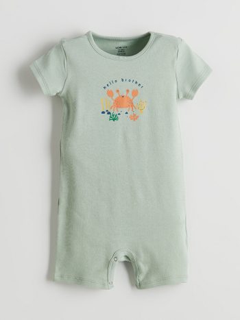 LCW ECO Green Printed Short Sleeve Baby Bodysuit