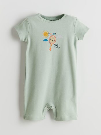 LCW ECO Green Printed Crew Neck Baby Boys' Jumpsuit