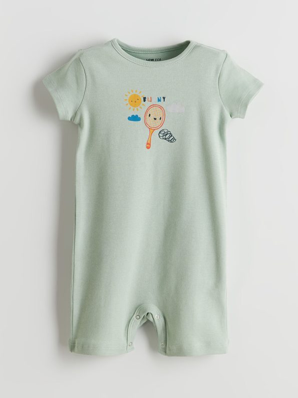 LCW ECO Green Printed Crew Neck Baby Boys' Jumpsuit