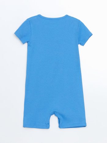 LCW ECO Blue Crew Neck Cotton Baby Boy Romper