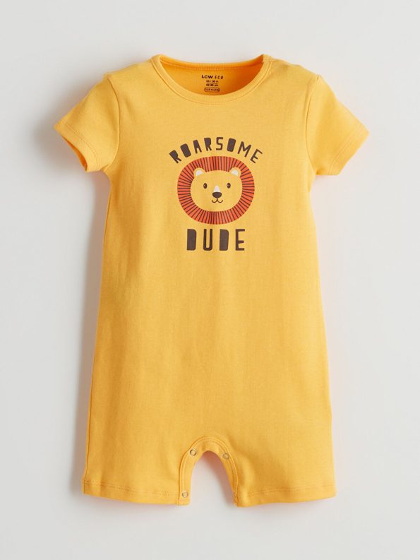 LCW ECO Orange Printed Boys' Baby Bodysuit