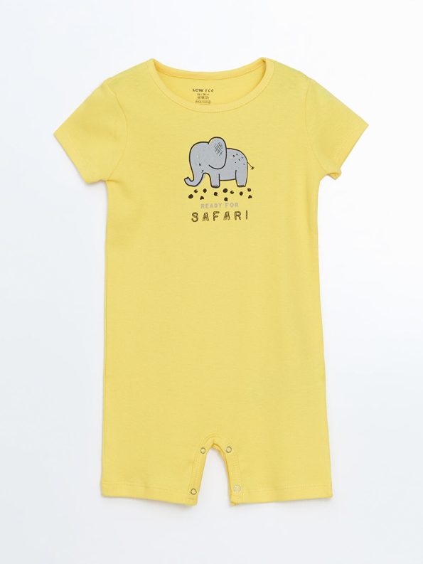 LCW ECO Yellow Printed Baby Boy Romper