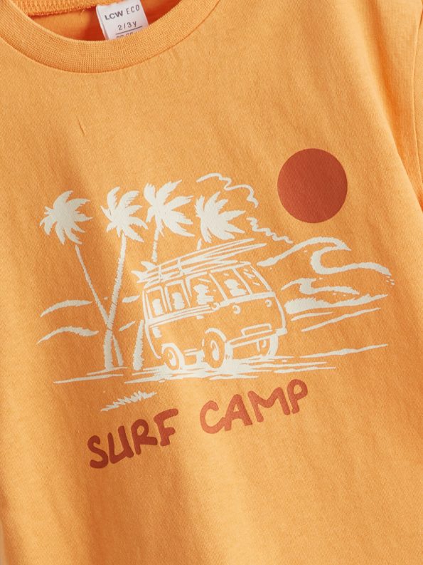 LCW ECO Yellow Crew Neck Printed Boys' T-Shirt