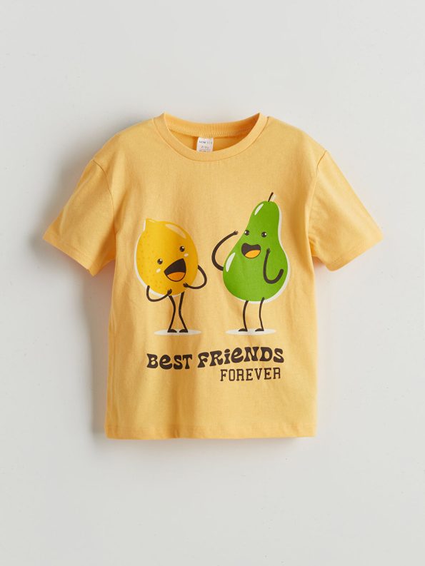 LCW ECO Yellow Crew Neck Printed Boys T-Shirt