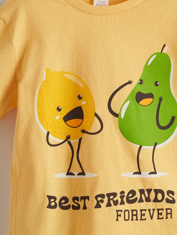 LCW ECO Yellow Crew Neck Printed Boys T-Shirt