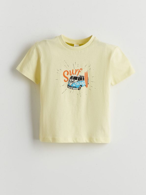 LCW ECO Green Crew Neck Printed Boys T-Shirt