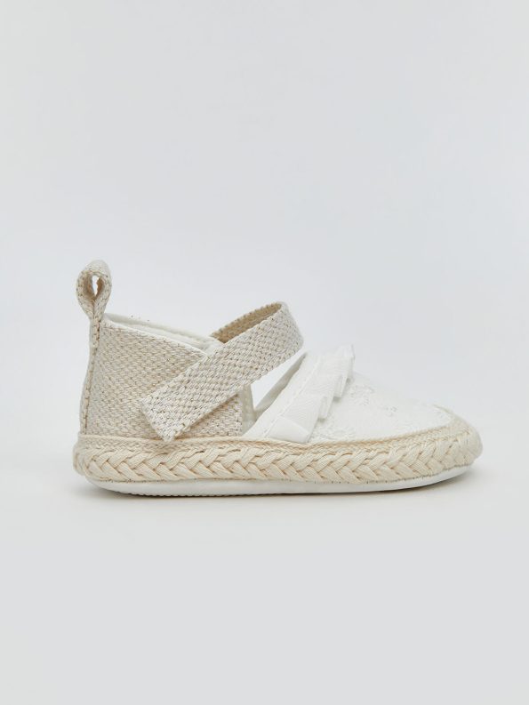LCW STEPS Beige Straw Sole Velcro Baby Girl First Steps Shoes