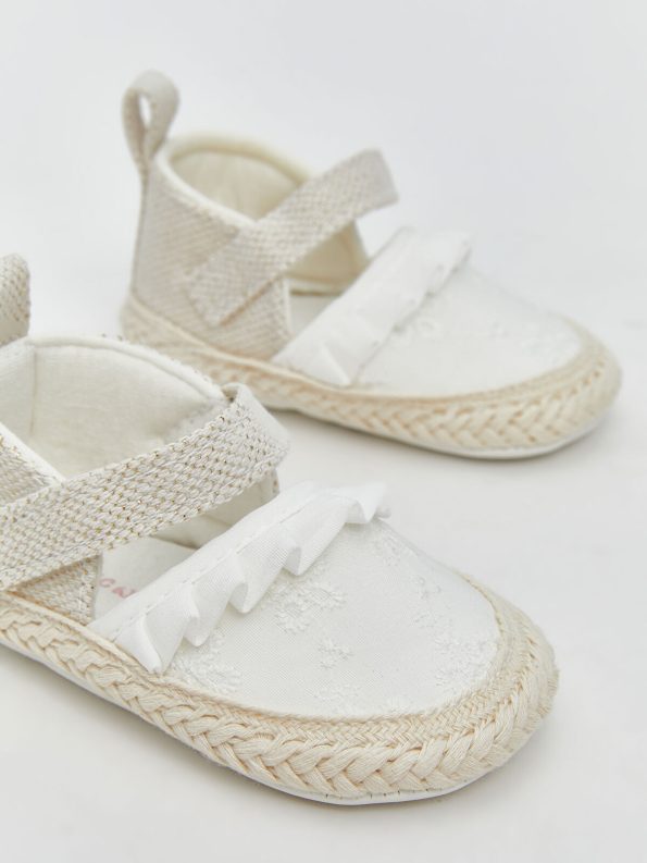 LCW STEPS Beige Straw Sole Velcro Baby Girl First Steps Shoes