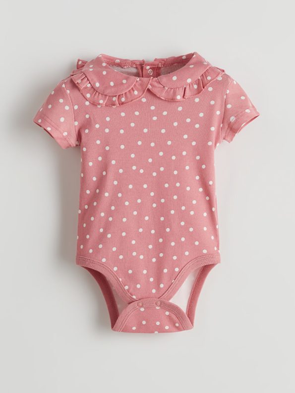 LCW Baby Pink Ruffled Collar Bodysuit