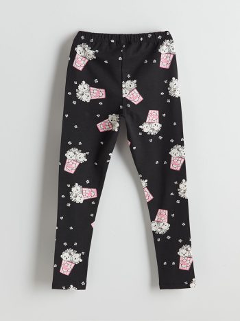 LCW ECO Black Waistband Floral Girls' Leggings