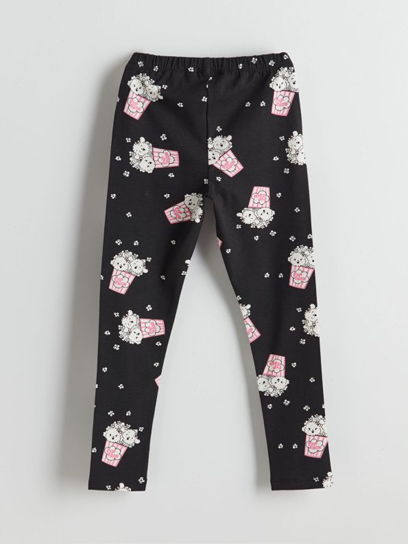 LCW ECO Black Waistband Floral Girls' Leggings