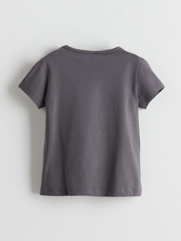 LCW ECO Gray Crew Neck Printed T-Shirt for Girls