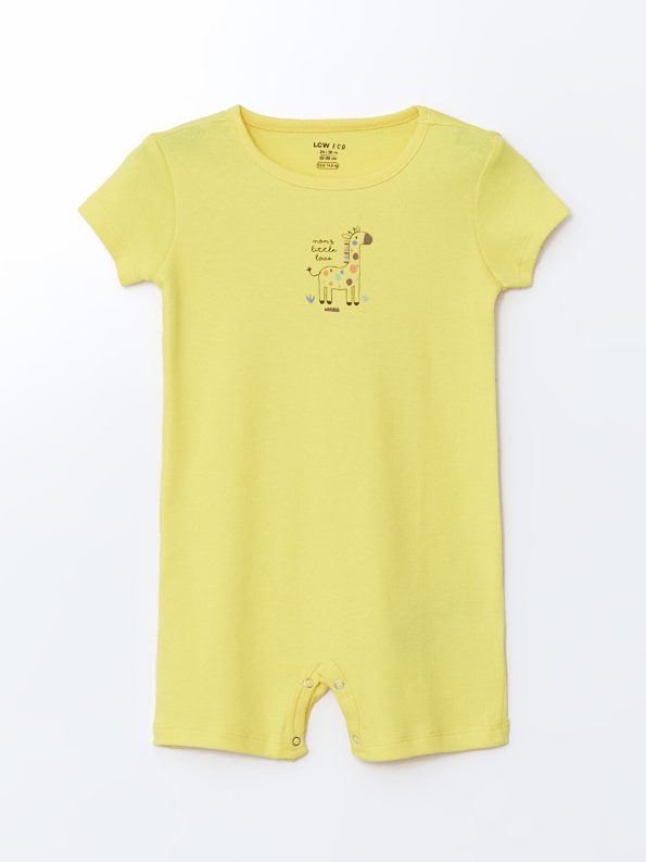 LCW ECO Yellow Printed Short Sleeve Baby Romper