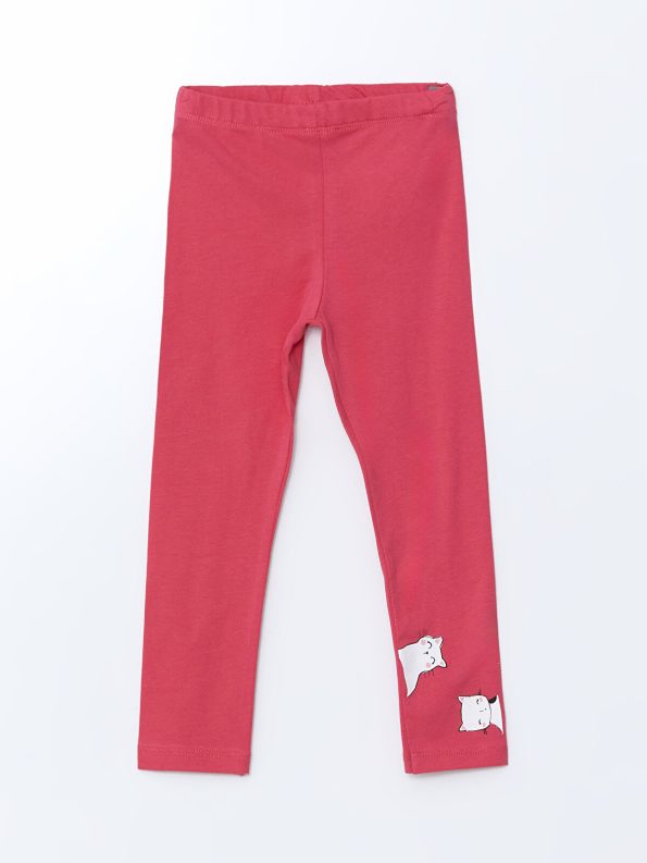 LCW ECO Fuchsia Cotton Blend Printed Leggings for Girls - Set of 2