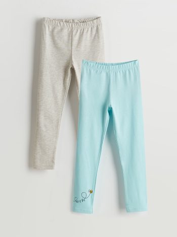 LCW ECO Turquoise Girls' Elastic Waist Leggings 2-Pack