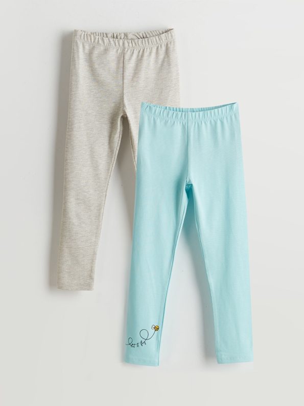 LCW ECO Turquoise Girls' Elastic Waist Leggings 2-Pack