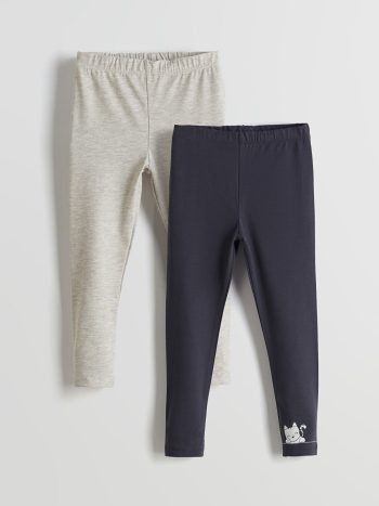 LCW ECO Anthracite Printed Tights for Girls - Set of 2