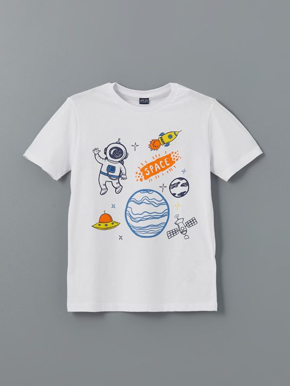 LCW ECO White Crew Neck Boys' T-Shirt and Shorts Set