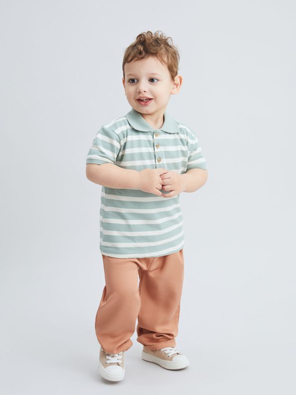 KANZ Green Polo Collar Baby Boy T-Shirt and Pants Set