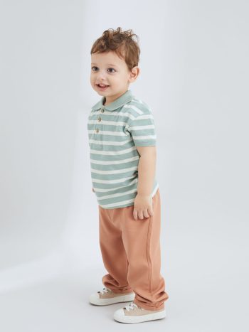 KANZ Green Polo Collar Baby Boy T-Shirt and Pants Set