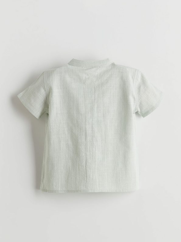 KANZ Gray Cotton Baby Boy Shirt and Shorts Set