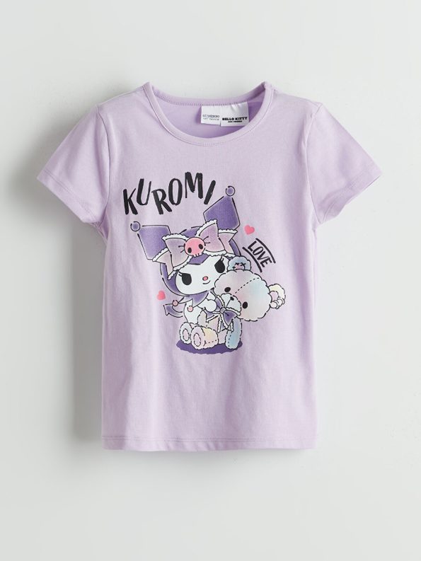 LCW Kids Lilac Crew Neck Kuromi Printed Girls' Pajama Set