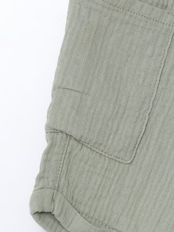 LCW Kids Green Elastic Waist Basic Muslin Boys Cargo Shorts