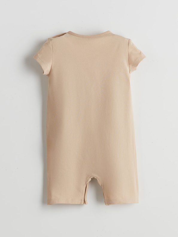LCW ECO Beige Printed Short Sleeve Baby Boy Romper