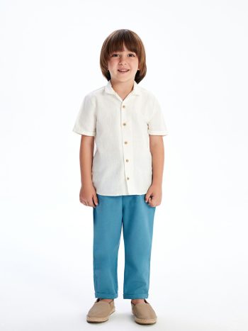 LCW Kids White Resort Collar Boys' Shirt and Pants Set