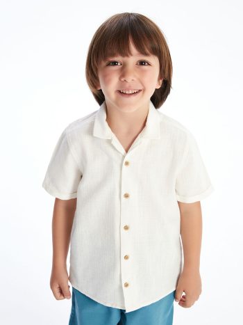 LCW Kids White Resort Collar Boys' Shirt and Pants Set