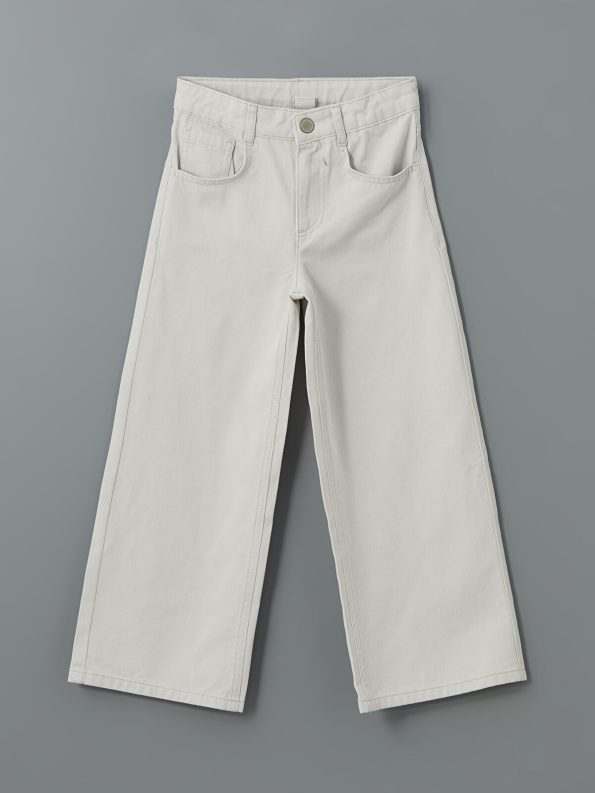 LCW ECO Adjustable Waist Grey Wide Leg Girls' Trousers