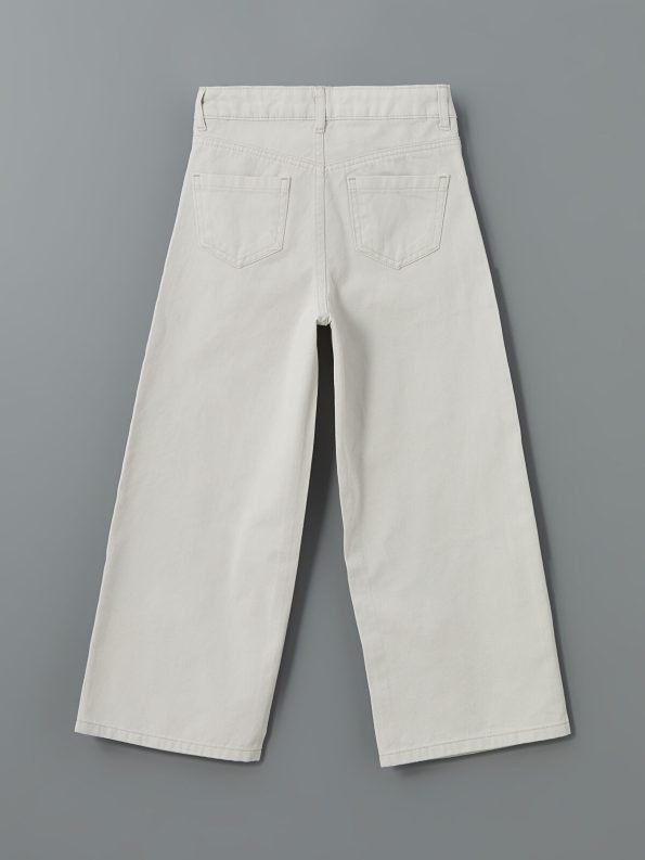 LCW ECO Adjustable Waist Grey Wide Leg Girls' Trousers
