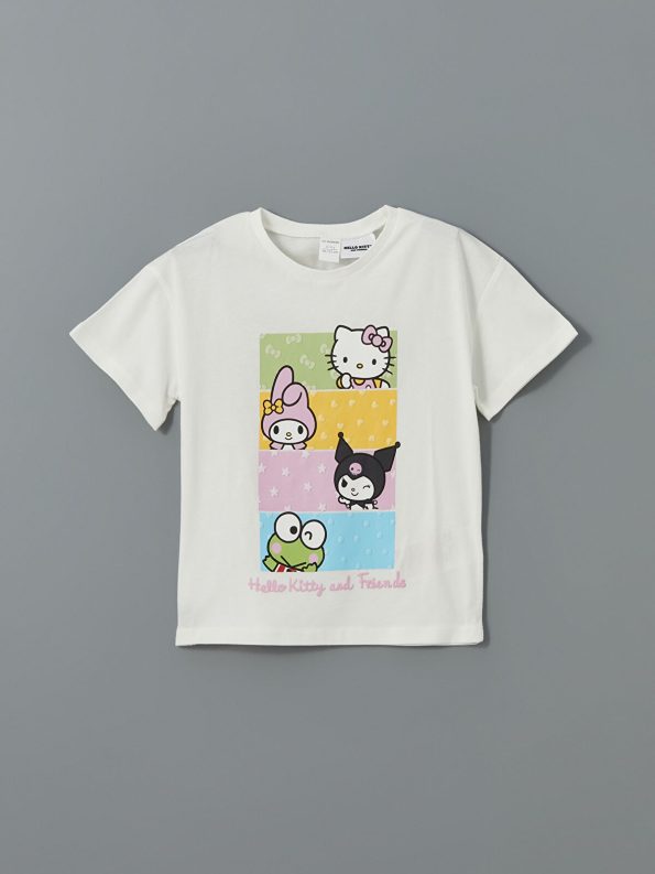 LCW Kids Cream Hello Kitty Printed Girls Blouse and Leggings Set