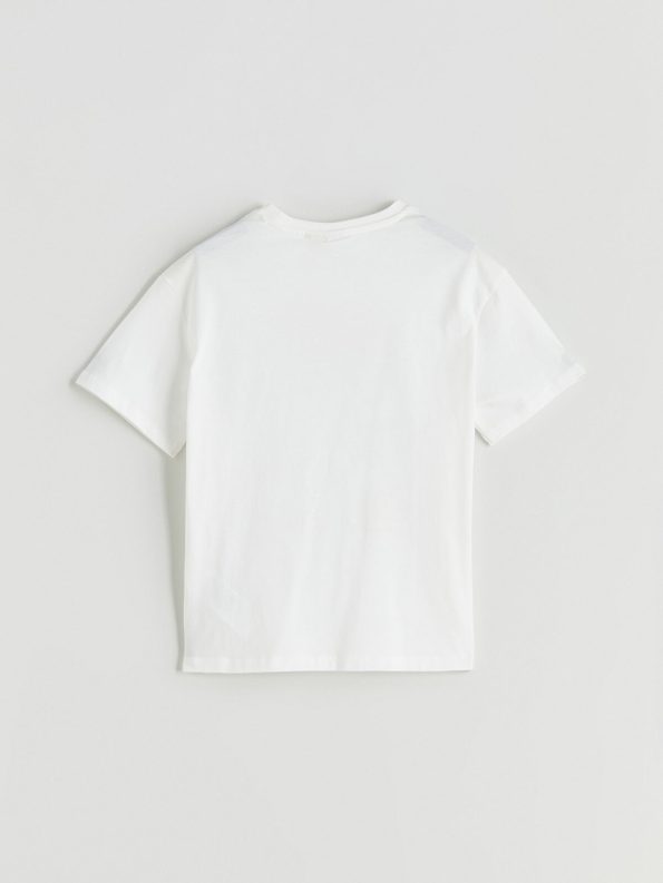 LCW Kids Cream Crew Neck Lilo & Stitch Printed T-Shirt