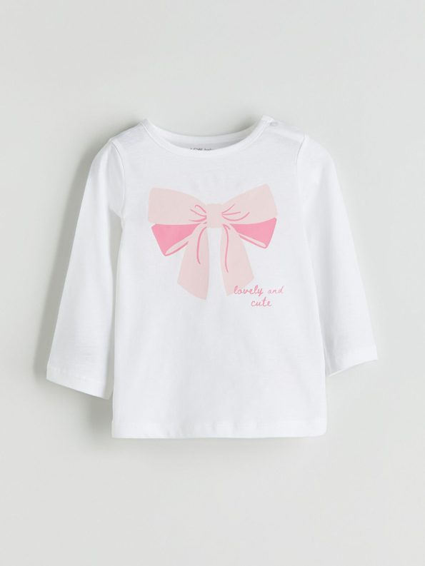 LCW Baby White Printed Crew Neck Pajama Set for Girls