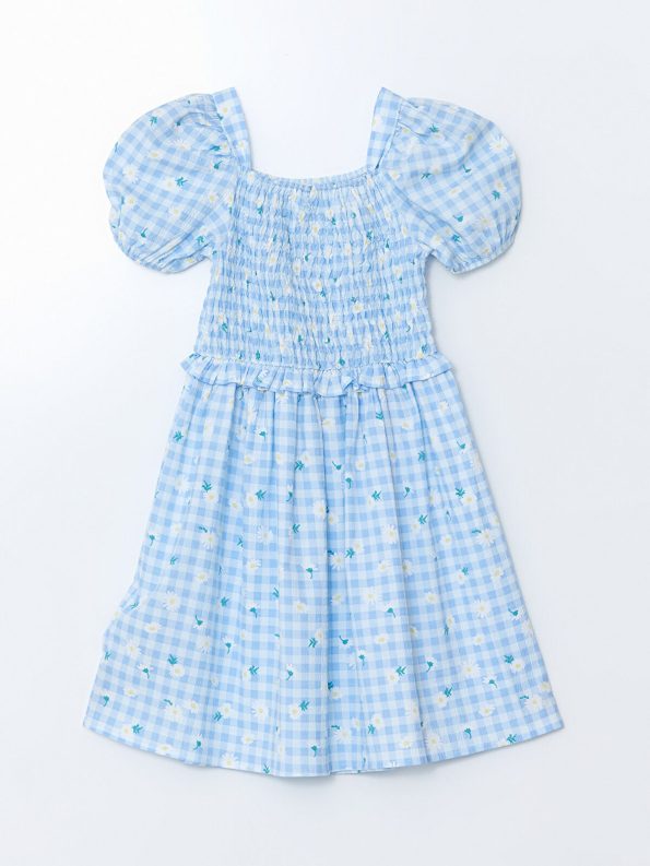 LCW Kids Blue Square Neck Floral Dress