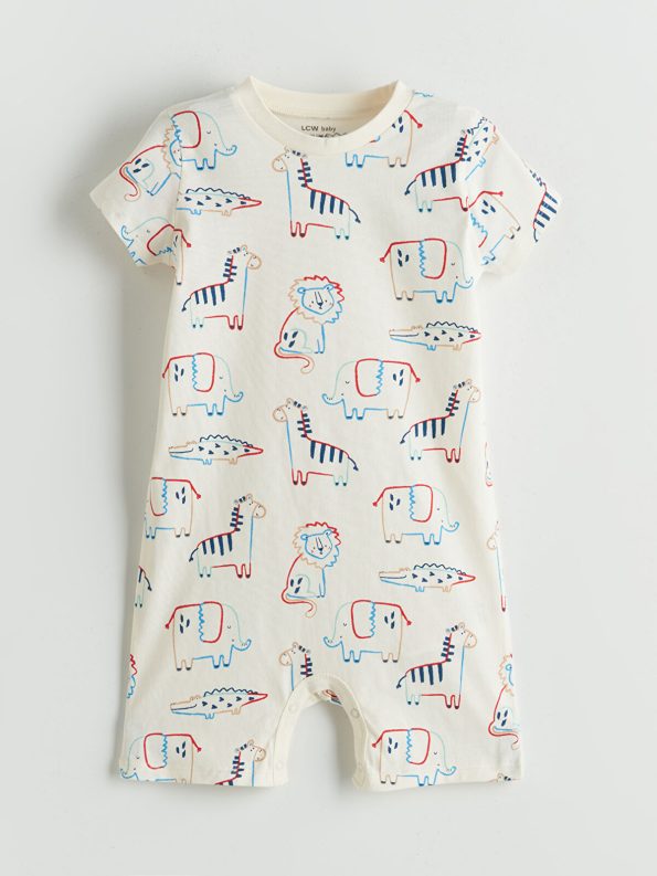 LCW Baby Beige Short Sleeve Bodysuit Set for Boys