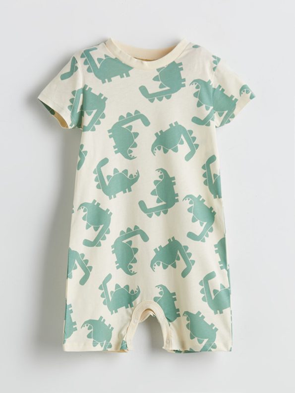 Boys' Printed Crew Neck Baby Romper