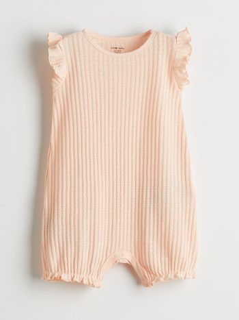 LCW Baby Pink Textured Girls' Romper Set