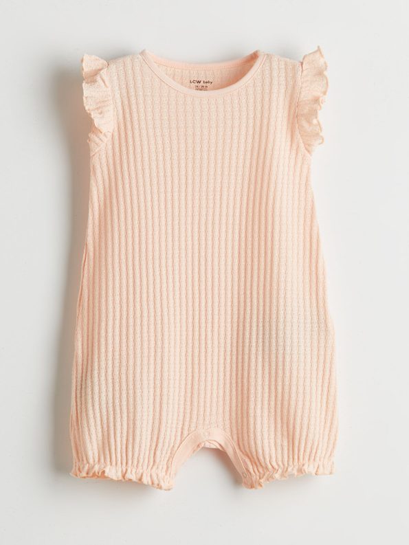 LCW Baby Pink Textured Girls' Romper Set